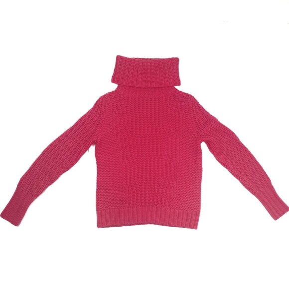 Banana Republic Turtleneck Mixed Stitch Strawberry Pink Wool Alpaca Sz XS - NWOT - Picture 3 of 7